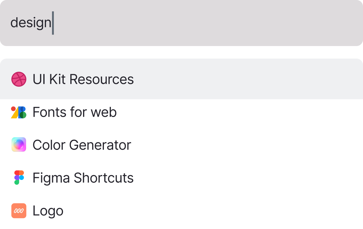 Bookmer search field with matching bookmarks